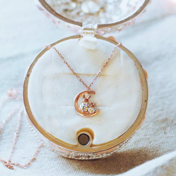 Bunny Jewelry - SOLD Rose Gold Vermeil Bunny Crystal Necklace For Best Friend Necklace
